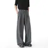 Pantalones casuales nuevos de alta gama de color liso de moda para hombre, pantalones holgados de pierna ancha estilo Hong Kong, fluidos y con caída, para hombres y mujeres