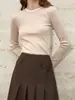 Suéter de gola redonda feminino 2024 outono e inverno nova lã cinza suéter base camisa interior top