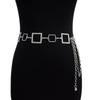 Novo Cinto Feminino de Verão Personalizado Casual Decorativo Corset Cintura Slim-fit Padrão Quadrado Fivela Corrente Corrente de Cintura com Saia