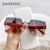 Moda Europeia e Americana Óculos de Sol Femininos Celebridade da Internet Tagarela Mesmo Estilo Sem Aro Acabamento Moda Óculos de Sol para Viagem Estilo Coreano Elegante Cool