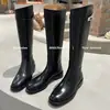 Piel de vacuno, cuero genuino, hebilla de metal, botas de equitación para mujer, nuevo estilo otoño/invierno 2026, con cremallera trasera y tacón grueso, botas de caña alta