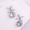 Chegada Nova Pino de Orelha Prata Esterlina Brinco de Tarraxa Laço Feminino Elegante Estilo Coreano Brinco Pendente Distintivo Flor Simples Brincos de Zircônia