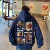 Sudadera Gruesa con Capucha Forrada de Polar para Pareja de Hombres, Estilo Bf Holgado de Moda Versátil Chaqueta Estilo Hong Kong Otoño e Invierno