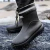 Botas de Lluvia Forradas de Polar Transfronterizas para Hombre, Botas de Lluvia de Media Caña, Zapatos Acuáticos Antideslizantes, Botas de Lluvia de Moda para Exportación, Zapatos de Goma para el Trabajo, Zapatos de Cocina para Hombre