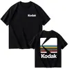 Camiseta Gráfica Logo Arco-Íris Abertura Câmera Kodak Masculina Algodão Vintage Street Preta 2026 Nova