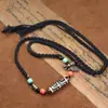 Estilo Étnico de Xizang Colar de Corda Tecido à Mão com Pingente Dzi Corrente para Clavícula Acessórios de Ágata Sino Vajra de Xizang Venda por Atacado