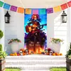 Banderas de Puerta Mexicanas para el Día de Muertos Transfronterizas, Calaveras Caléndulas, Decoraciones de Tela de Fondo Exóticas, Venta al por Mayor de Fabricantes