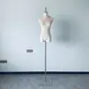 Vestido de noiva de veludo damasco modelo expositor para vitrine de loja de roupas femininas manequim de meio corpo ajustável suporte feminino