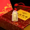 Colgante de jade con incrustaciones de oro Mazu colgante de jade con incrustaciones de oro puro 999 actividades de seguridad turismo Regalos Venta al por mayor