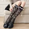 Meias Lolita com renda, estilo fino de verão com laço de fita, estilo ballet, meias 3/4 estilo Mary Jane JK japonês para mulheres