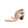 Novedad Primavera 2026 Estilo Retro Correa Cruzada Punta Cuadrada Mary Jane con Cordones Tacón Grueso Zapatos de Tacón Alto para Mujer