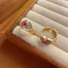 Anillo esmaltado de estilo chino moderno Changle, diseño de lujo ligero de alta gama, joyería de anillo abierto ajustable.