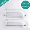 Assadeira de vidro resistente ao calor, prato de vidro resistente ao calor, caçarola retangular, forno de micro-ondas doméstico, grelha para assar carne e peixe