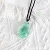 Colgante de Piedra Bruta de Cristal Natural Pulido en Forma de Lágrima Collar Energético Multimaterial Ovalado Producto Nuevo Transfronterizo