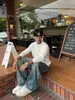 Suéter de Punto Negro Estilo Old Money con Cuello Semi Alto para Hombre, Versión Coreana de Invierno, Prenda Base Cálida de Gama Alta