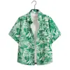 Camisa Floral Versátil de Manga Curta para Férias na Praia Transfronteiriças Estilo Havaiano Retro Bonito Camisa de Praia Solta Masculina
