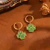 Set de Collar y Aretes de Trébol de Cuatro Hojas Chapado en Oro de 18 Quilates de Lujo Ligero para Mujer Cadena de Acero Inoxidable 304 Juego de Cierres para Aretes