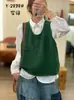 Colete de Tricô Feminino Casual Solto Sem Mangas com Bolso Pequeno Vintage de Algodão Novo da Primavera de 2026