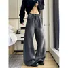 Calça jeans masculina com padrão de bambu lavado estilo americano, calças retas para outono, calças casuais largas e modernas