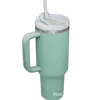 Taza de Coche de Doble Pared de Acero Inoxidable 304 de Segunda Generación, 40 oz, con Asa y Popote, Taza Grande para Hielo para Uso en Coche