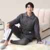 Pijama Antiestático para Hombre Invierno Tres Capas Engrosado Forro Polar Algodón Otoño e Invierno Cálido Algodón Plumón Traje de Ropa para el Hogar