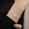 Pulsera de perlas de plata de ley S925 para mujer, pulsera simple y linda con un diseño delicado y lindo, accesorio de joyería de alta gama