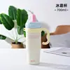 Copo térmico de aço inoxidável de grande capacidade, cor sólida, com alça, uso duplo portátil para café, suporta personalização de logotipo