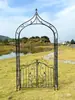 Suporte de Flores em Arco de Ferro Forjado, Treliça em Arco para Rosas Trepadeiras para Jardim Externo, Pátio, Vila com Porta, Treliça para Clematis Trepadeira