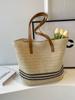 Bolsa de Palha Tecida para Comércio Exterior para Mulheres, Grande Capacidade, Novo Modelo 2026, Bolsa de Ombro Único para Praia, Bolsa Tote de Balde com Textura de Alta Qualidade