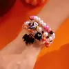 2025 Novo Elemento de Halloween Abóbora Fantasma Pulseira Design Feminino Colorida Elástica com Contas Pulseira Atacado