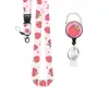 Lanyard con Hebilla Fácil de Tirar Telescópica Desmontable para Insignia de Trabajo Portatarjeta de Identificación con Corazón de Fresa UV Doble Cara Más Vendido Transfronterizo Listo para la Venta
