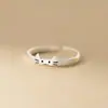 Anillo de Pareja de Plata Pura 999 Nalan Fresco y Dulce Estilo Ins Diseño Nicho Cachorro y Gato Esmaltado R03254