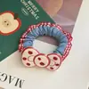 Novo Elástico de Cabelo de Brim com Laço de Cereja Assimétrico Vermelho Ins Doce Girly Coração Elástico Duplo para Rabo de Cavalo