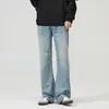 Novos Jeans Americanos de Rua 2026 Lavados Azul Claro Flare para Homens, Marca Tendência, Calças de Chão Emagrecedoras de Alta Qualidade