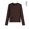 Dirolan Otoño Nuevo para Mujer Camiseta de Manga Larga con Cuello Redondo Fina Mezcla de Cachemira Mousse Ultraligera Personalizada