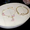 Asas de Borboleta Névoa de Pêssego~Pulseira Borboleta de Zircônia Estilo Coreano Pulseira Doce Estilo Design de Nicho Joia de Luxo Leve Sensação de Alto Padrão