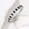 Nuevo Pulsera Abierta de Circonia Micro-Pavimentada en Blanco y Negro Ins Moderna Elegante Moda Pulsera Pulsera Mayoreo