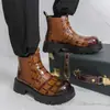 Botas de Outono e Inverno Novas Transfronteiriças de Cano Baixo com Solado Grosso Elástico Estilo Britânico Tamanho Grande 46 Botas Chelsea com Cadarço Calçados Masculinos