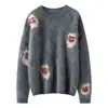 Suéter tejido suave y acogedor, estilo relajado, 100% cachemira cepillada con un toque de alta gama, jacquard floral, estilo delicado, suéter de invierno engrosado