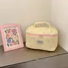 Bolsa de Cosméticos Acolchada a Cuadros con Lazo Gran Capacidad Portátil Estilo Ins de Alto Valor Cosméticos Bolsa para Cosméticos Brocha de Maquillaje