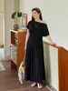 Top Irregular de Manga Corta Talla Grande ALINDM para Mujeres Ligeramente Gorditas con un Toque de Lujo Falda de Corte A Drapada 100kg