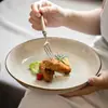 Cuenco Bajo Cerámico Estilo Vintage, Cuenco Abierto Retro Japonés, Cuenco Redondo Grande para el Hogar, Cuenco para Pasta, Cuenco para Postre, Cuenco para Ensalada