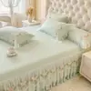 2026 Nuevo Faldón de Cama de Algodón con Patrón de Platino Estilo Princesa Faldón de Cama Individual, Funda de Almohada Individual, Juego de Tres Piezas, Juego de Funda Nórdica de Cuatro Piezas