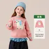 Roupas Infantis Amira 2026 Outono Novo Suéter Pulôver para Meninas Blusa de Tricô Color Block de Desenho Animado Fofa para Crianças