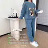 Traje de Pijama Arcoíris Invierno Engrosado Dibujos Animados Durazno Pijamas Ropa de Casa para Mujer Coral Fleece Moderno Holgado