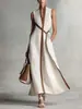 2026 Primavera Europea y Americana Nuevo Estilo Amazon Transfronterizo Sitio Independiente Ropa para Mujer Vestido de Algodón y Lino Sin Mangas con Cuello Alto Bloque de Color