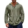 Camisa de manga larga con capucha casual simple de lino para hombre estilo americano suelta de Primavera y Otoño transfronteriza de Amazon