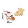 Pingente de Aço Inoxidável Desenho Papai Noel com Design de Gotejamento de Óleo, Pulseira DIY Feita à Mão, Colar, Chaveiro, Enfeite Pendente, Acessório