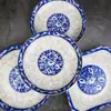 Prato de porcelana azul e branco prato doméstico para refogar cor sob esmalte prato de legumes prato de frutas 7 polegadas 8 polegadas prato de arroz prato quadrado