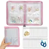 Libro de almacenamiento con cremallera de hojas sueltas para joyería, pendientes, collar, pulsera, 80 compartimentos, a prueba de polvo, oxidación, bolsa de joyería de PVC transparente, transfronterizo